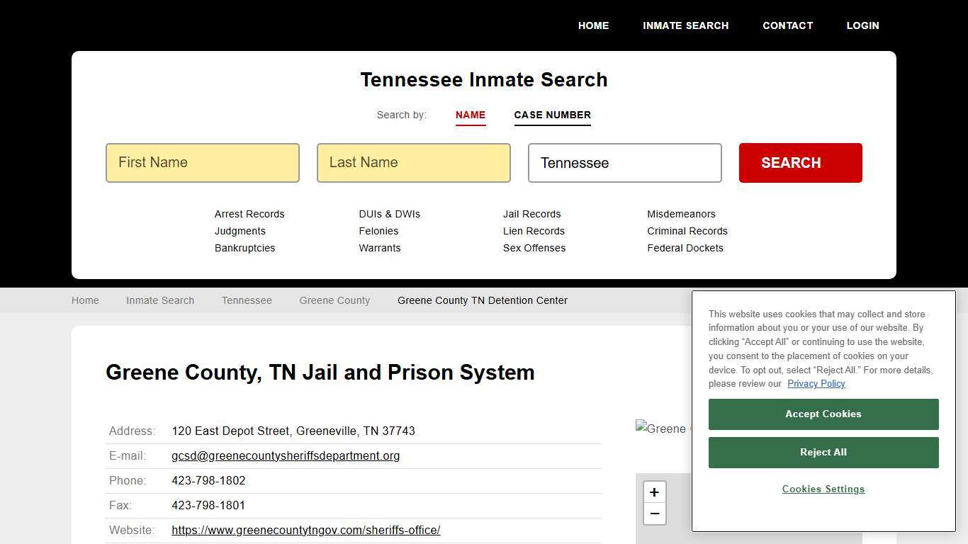 Greene County TN Detention Center Inmate Records Search, Tennessee - StateCourts